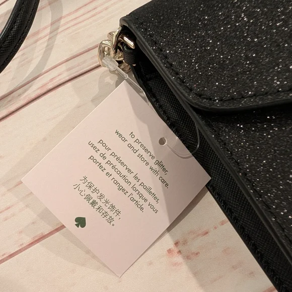 🎉 SALE 🎉 NWT Kate Spade Tinsel Flap Crossbody Convertible Clutch Glitter - Picture 6 of 16